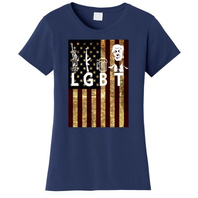 Donald Trump LGBT Liberity Guns Beer Trump USA Flag Women's T-Shirt