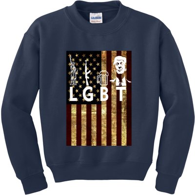 Donald Trump LGBT Liberity Guns Beer Trump USA Flag Kids Sweatshirt