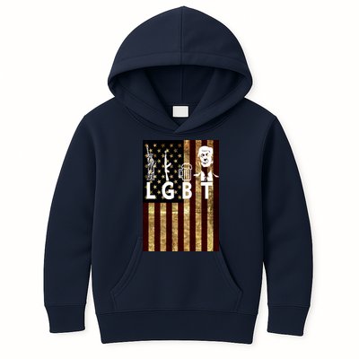 Donald Trump LGBT Liberity Guns Beer Trump USA Flag Kids Hoodie