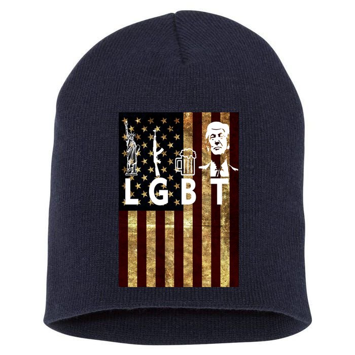 Donald Trump LGBT Liberity Guns Beer Trump USA Flag Short Acrylic Beanie