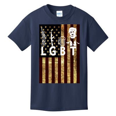 Donald Trump LGBT Liberity Guns Beer Trump USA Flag Kids T-Shirt