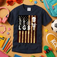 Donald Trump LGBT Liberity Guns Beer Trump USA Flag Kids T-Shirt