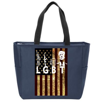 Donald Trump LGBT Liberity Guns Beer Trump USA Flag Zip Tote Bag