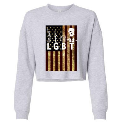 Donald Trump LGBT Liberity Guns Beer Trump USA Flag Cropped Pullover Crew