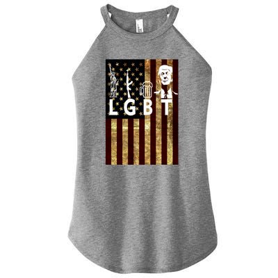 Donald Trump LGBT Liberity Guns Beer Trump USA Flag Women’s Perfect Tri Rocker Tank