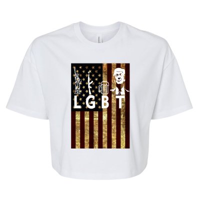 Donald Trump LGBT Liberity Guns Beer Trump USA Flag Bella+Canvas Jersey Crop Tee