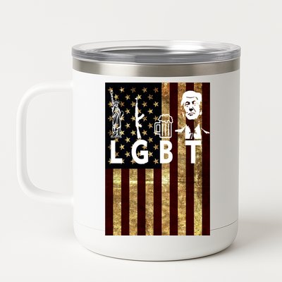 Donald Trump LGBT Liberity Guns Beer Trump USA Flag 12 oz Stainless Steel Tumbler Cup