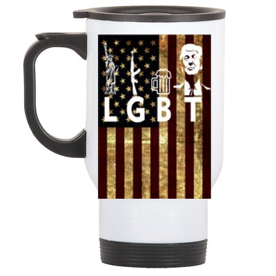 Donald Trump LGBT Liberity Guns Beer Trump USA Flag Stainless Steel Travel Mug