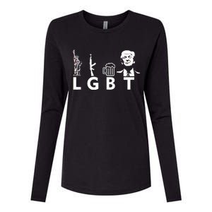 Donald Trump LGBT Liberty Guns Beer Trump Womens Cotton Relaxed Long Sleeve T-Shirt