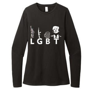 Donald Trump LGBT Liberty Guns Beer Trump Womens CVC Long Sleeve Shirt