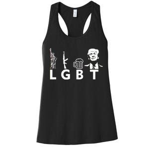 Donald Trump LGBT Liberty Guns Beer Trump Women's Racerback Tank