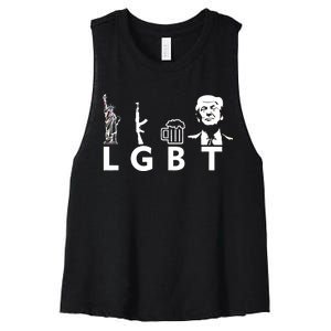 Donald Trump LGBT Liberty Guns Beer Trump Women's Racerback Cropped Tank