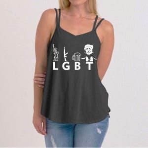 Donald Trump LGBT Liberty Guns Beer Trump Women's Strappy Tank