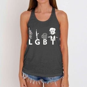 Donald Trump LGBT Liberty Guns Beer Trump Women's Knotted Racerback Tank