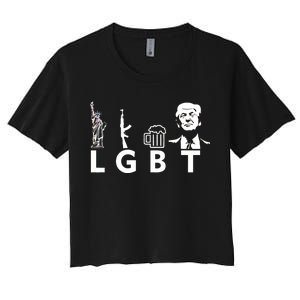 Donald Trump LGBT Liberty Guns Beer Trump Women's Crop Top Tee