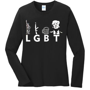 Donald Trump LGBT Liberty Guns Beer Trump Ladies Long Sleeve Shirt