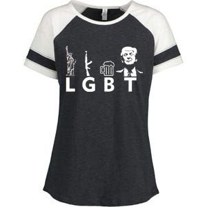 Donald Trump LGBT Liberty Guns Beer Trump Enza Ladies Jersey Colorblock Tee