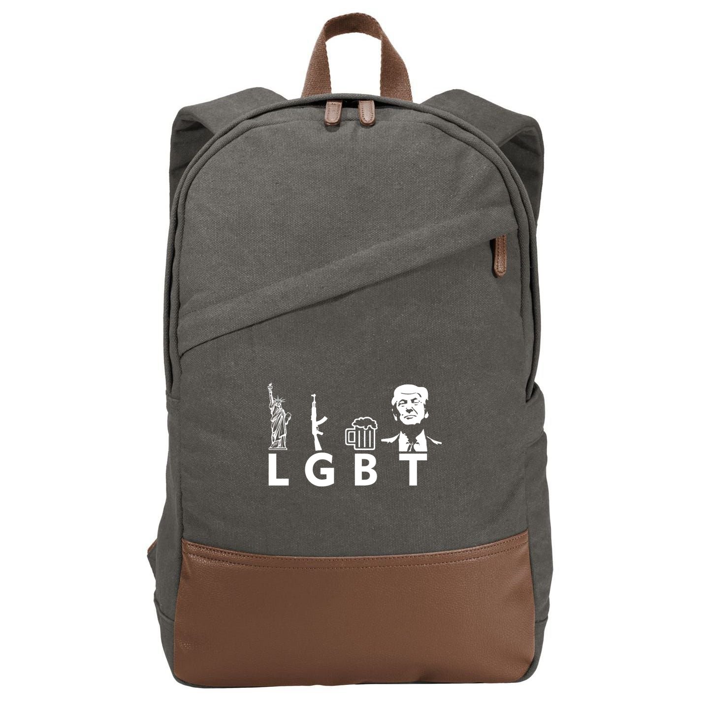 Donald Trump LGBT Liberty Guns Beer Trump Cotton Canvas Backpack