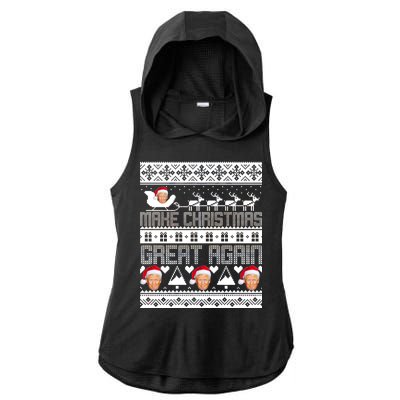 Donald Trump Make Christmas Great Again Ugly Christmas Ladies PosiCharge Tri-Blend Wicking Draft Hoodie Tank