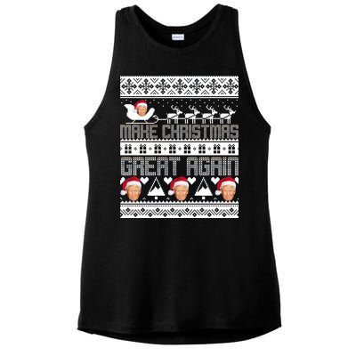 Donald Trump Make Christmas Great Again Ugly Christmas Ladies PosiCharge Tri-Blend Wicking Tank