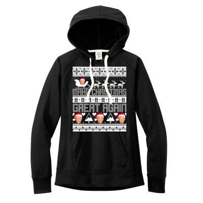 Donald Trump Make Christmas Great Again Ugly Christmas Women's Fleece Hoodie