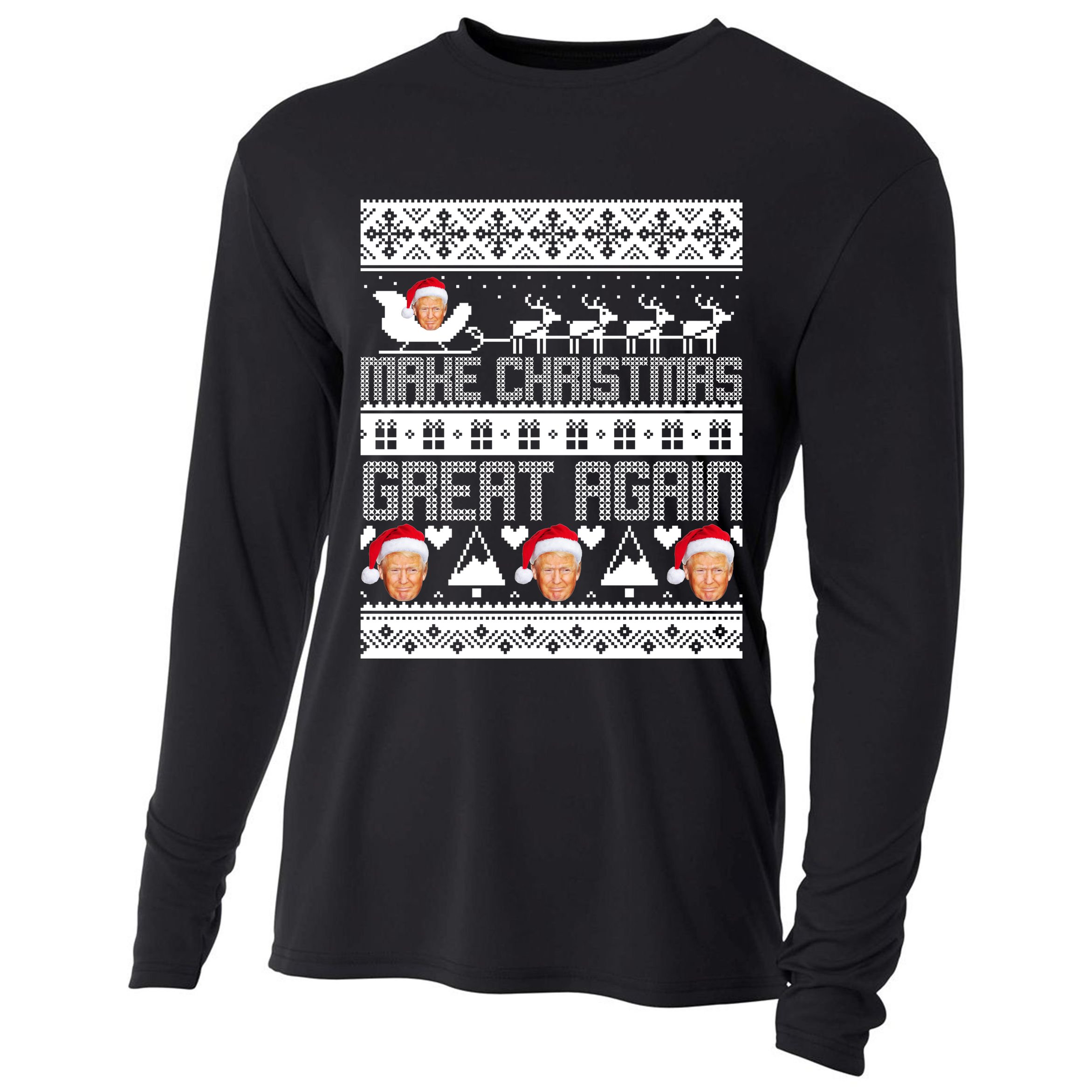 Donald Trump Make Christmas Great Again Ugly Christmas Cooling Performance Long Sleeve Crew