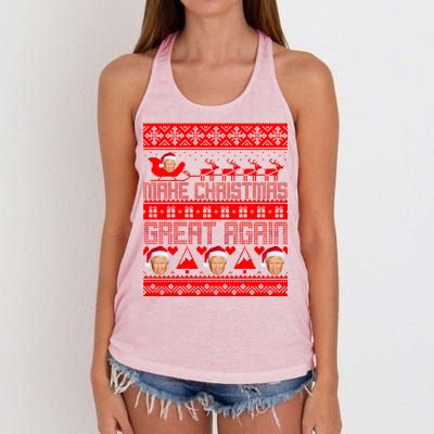 Donald Trump Make Christmas Great Again Ugly Christmas Women's Knotted Racerback Tank