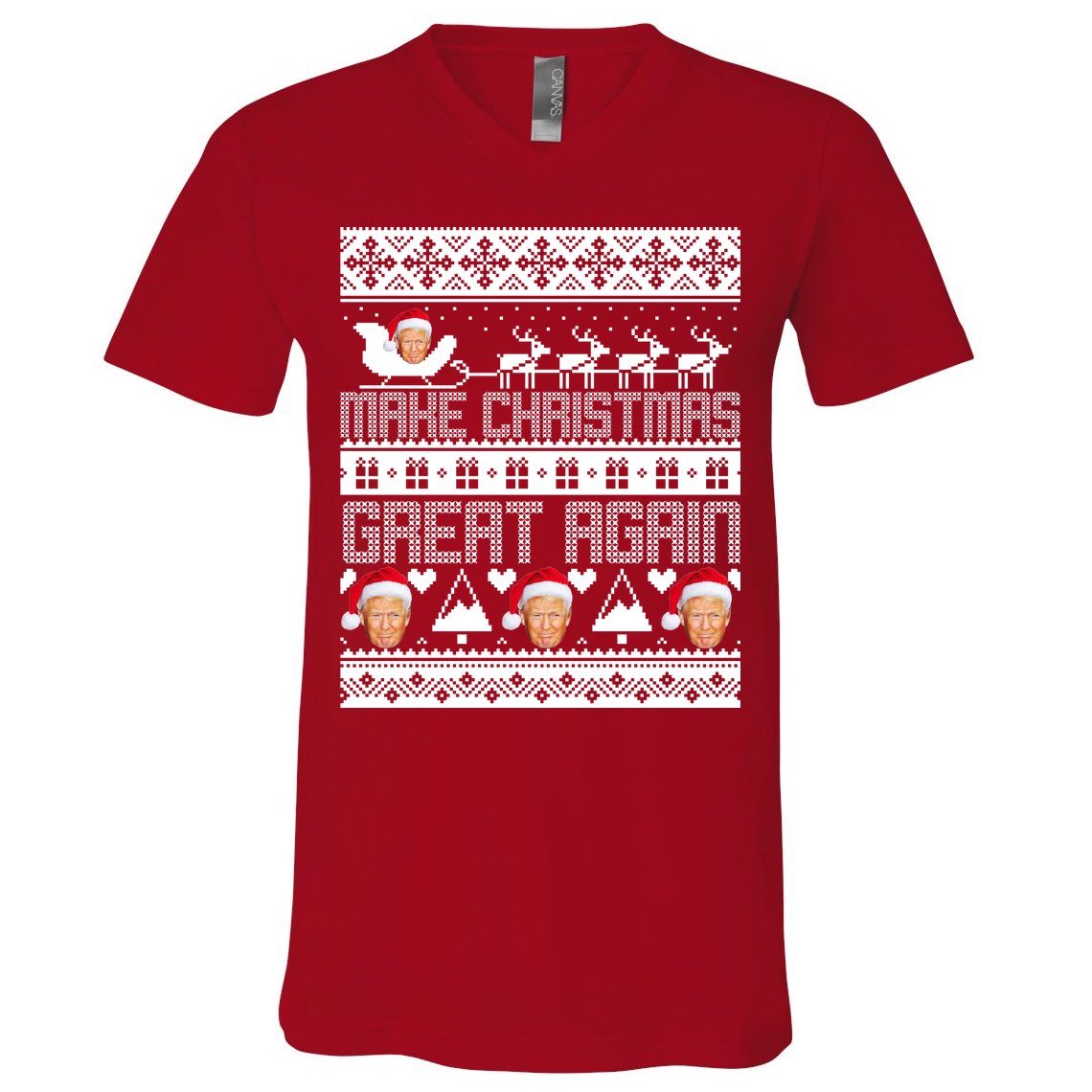 Donald Trump Make Christmas Great Again Ugly Christmas V-Neck T-Shirt