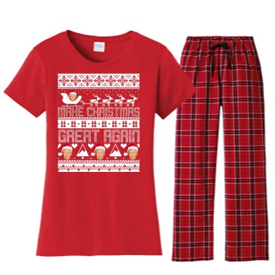 Donald Trump Make Christmas Great Again Ugly Christmas Women's Flannel Pajama Set