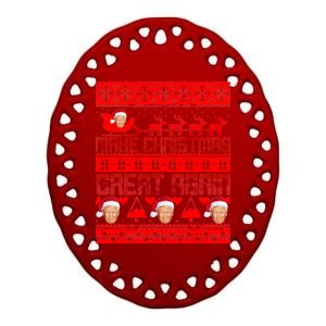 Donald Trump Make Christmas Great Again Ugly Christmas Ceramic Oval Ornament