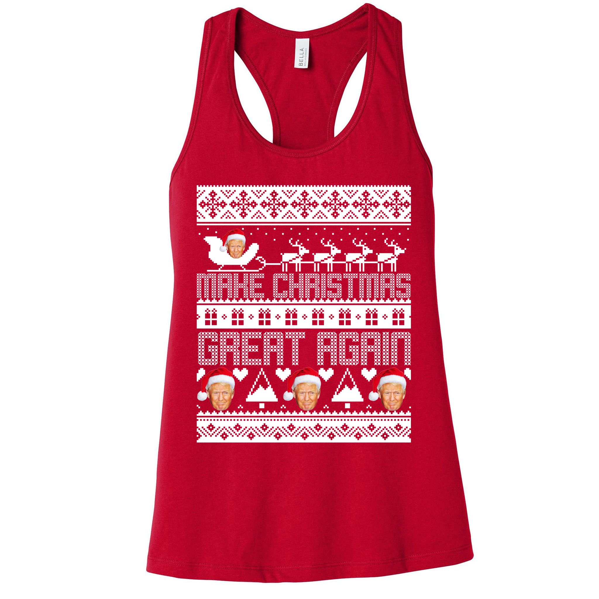 Donald Trump Make Christmas Great Again Ugly Christmas Womens Tank Top