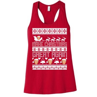 Donald Trump Make Christmas Great Again Ugly Christmas Women's Racerback Tank