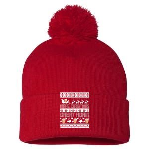 Donald Trump Make Christmas Great Again Ugly Christmas Pom Pom 12in Knit Beanie