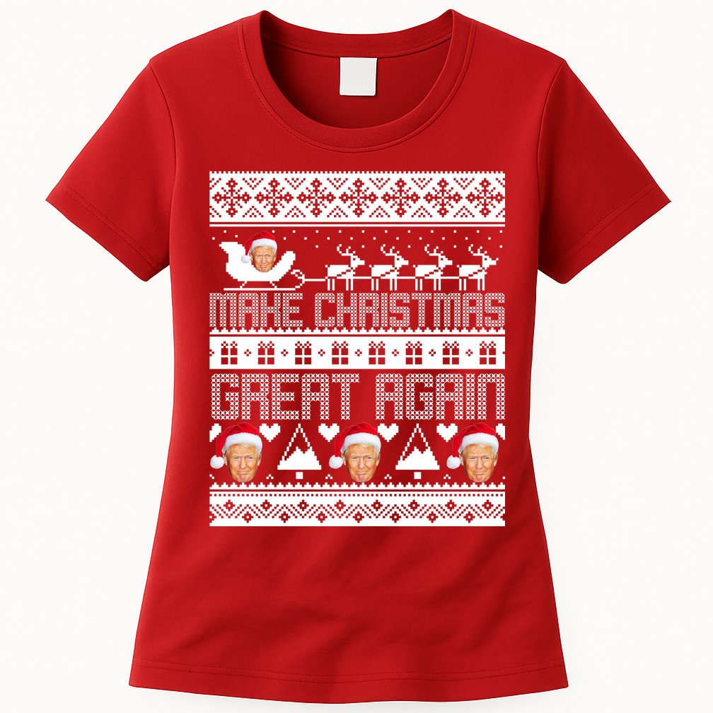 Donald Trump Make Christmas Great Again Ugly Christmas Womens T-Shirt