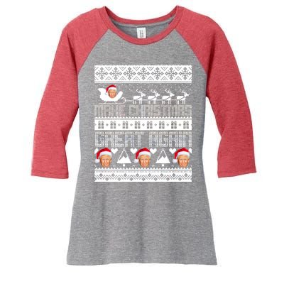 Donald Trump Make Christmas Great Again Ugly Christmas Women's Tri-Blend 3/4-Sleeve Raglan Shirt