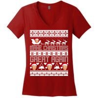 Donald Trump Make Christmas Great Again Ugly Christmas Women's V-Neck T-Shirt