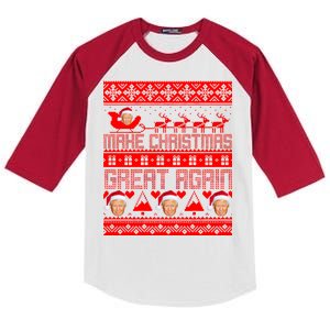 Donald Trump Make Christmas Great Again Ugly Christmas Kids Colorblock Raglan Jersey