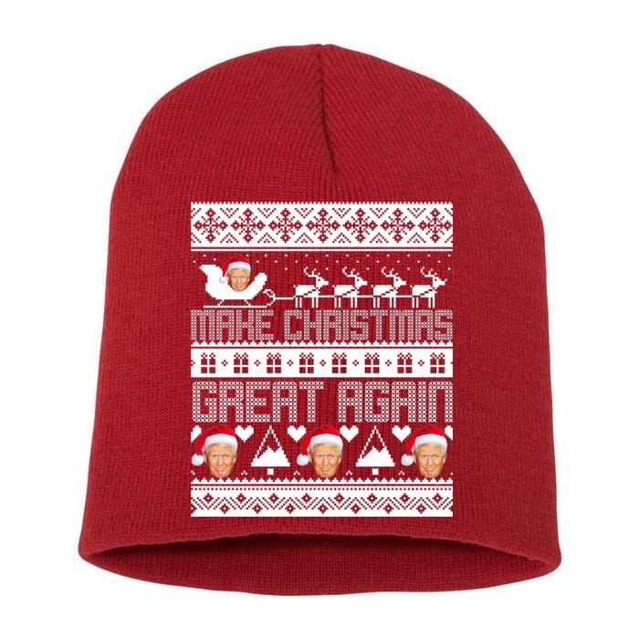 Donald Trump Make Christmas Great Again Ugly Christmas Short Acrylic Beanie