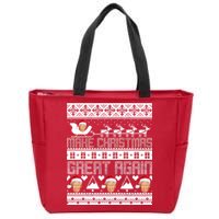 Donald Trump Make Christmas Great Again Ugly Christmas Zip Tote Bag