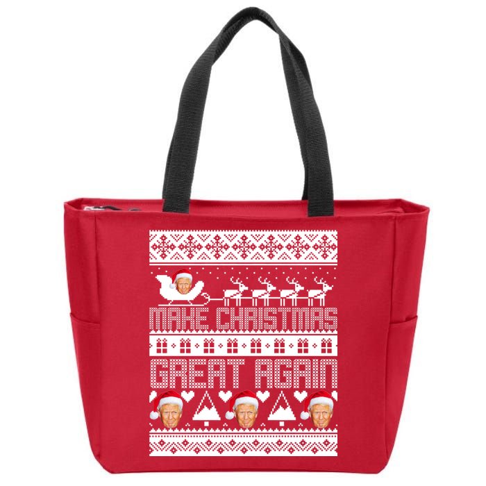 Donald Trump Make Christmas Great Again Ugly Christmas Zip Tote Bag