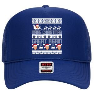 Donald Trump Make Christmas Great Again Ugly Christmas High Crown Mesh Back Trucker Hat