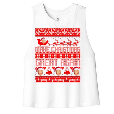 Donald Trump Make Christmas Great Again Ugly Christmas Women's Racerback Cropped Tank