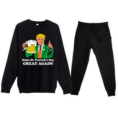 Donald Trump Make St. Patrick's Day Great Again Beer Drinking Premium Crewneck Sweatsuit Set