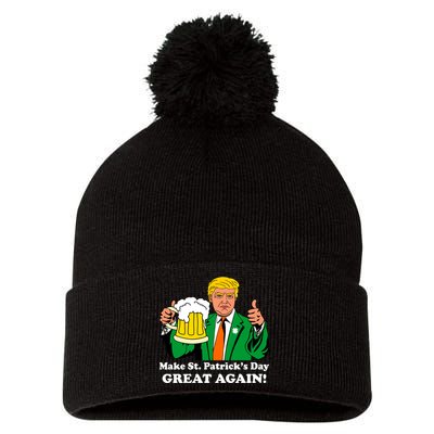 Donald Trump Make St. Patrick's Day Great Again Beer Drinking Pom Pom 12in Knit Beanie