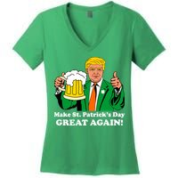 Donald Trump Make St. Patrick's Day Great Again Beer Drinking Women's V-Neck T-Shirt