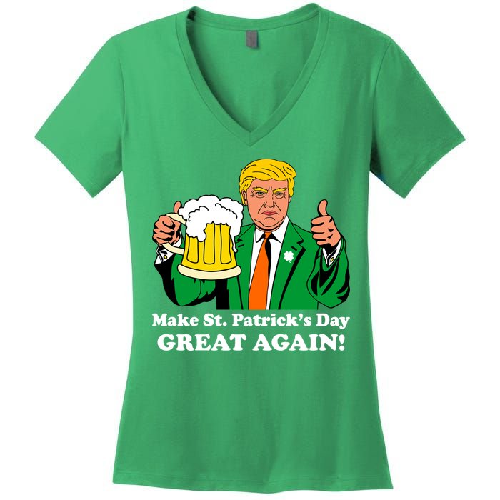 Donald Trump Make St. Patrick's Day Great Again Beer Drinking Women's V-Neck T-Shirt