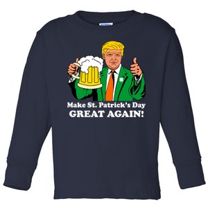 Donald Trump Make St. Patrick's Day Great Again Beer Drinking Toddler Long Sleeve Shirt