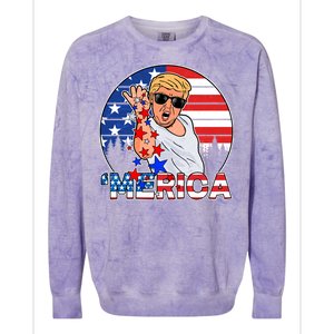 Donald Trump Merica Salt Bae Colorblast Crewneck Sweatshirt