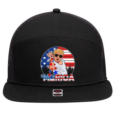 Donald Trump Merica Salt Bae 7 Panel Mesh Trucker Snapback Hat