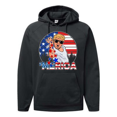 Donald Trump Merica Salt Bae Performance Fleece Hoodie